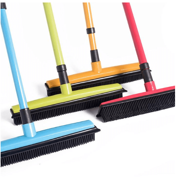 Pet hair removal broom long handle scrub brush retractable floor brush cleaning broom rubber brush cleaning cat dog hair - Wizcoffer