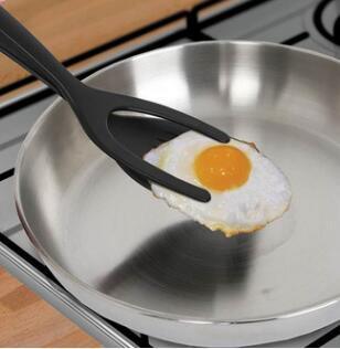 2 In 1 Grip And Flip Tongs Egg Spatula Tongs Clamp Pancake Fried Egg French Toast Omelet Overturned Kitchen Accessories - Wizcoffer