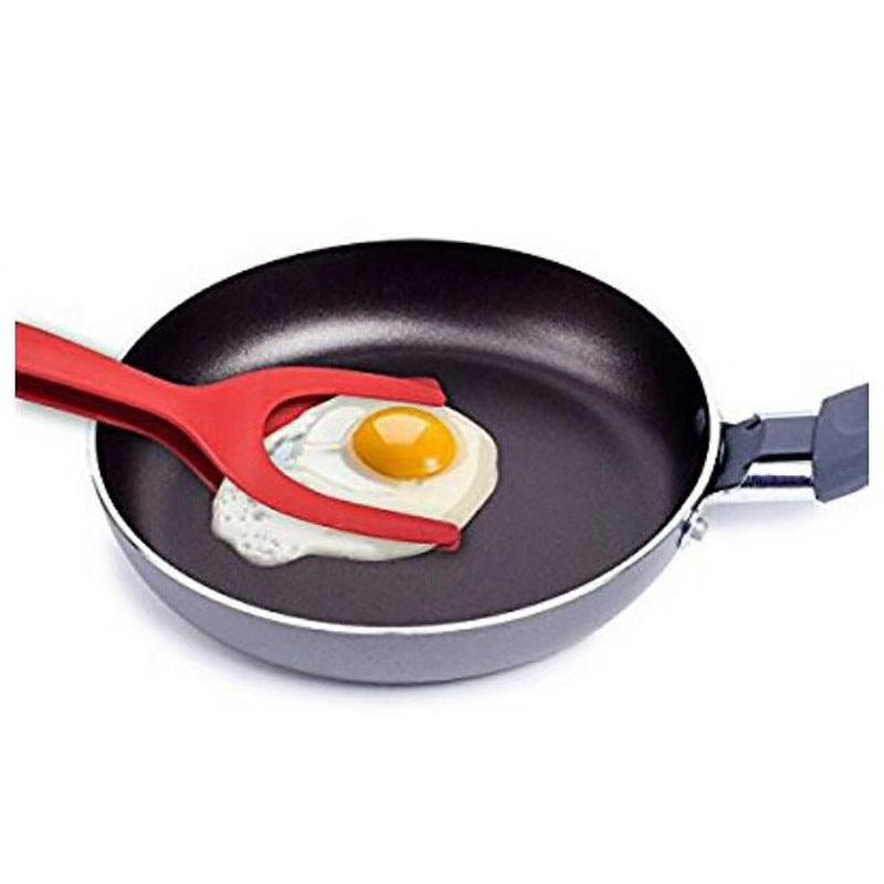 2 In 1 Grip And Flip Tongs Egg Spatula Tongs Clamp Pancake Fried Egg French Toast Omelet Overturned Kitchen Accessories - Wizcoffer