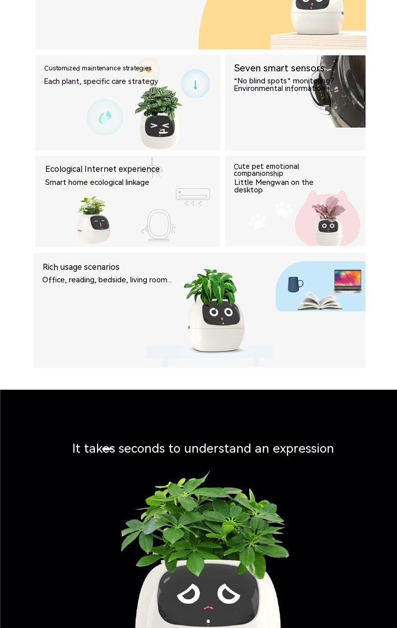 Facial Expression Control Intelligent Ivy Smart Flower Pot - Wizcoffer