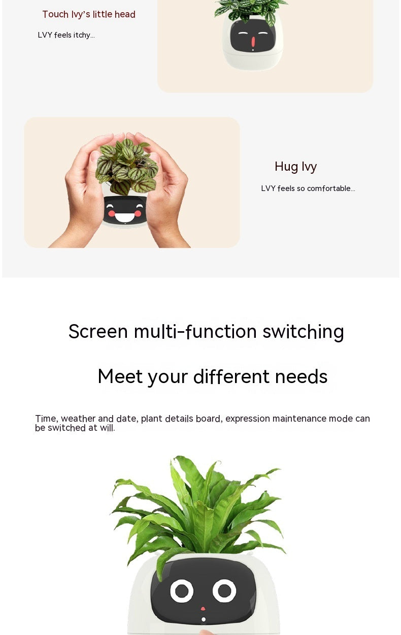 Facial Expression Control Intelligent Ivy Smart Flower Pot - Wizcoffer