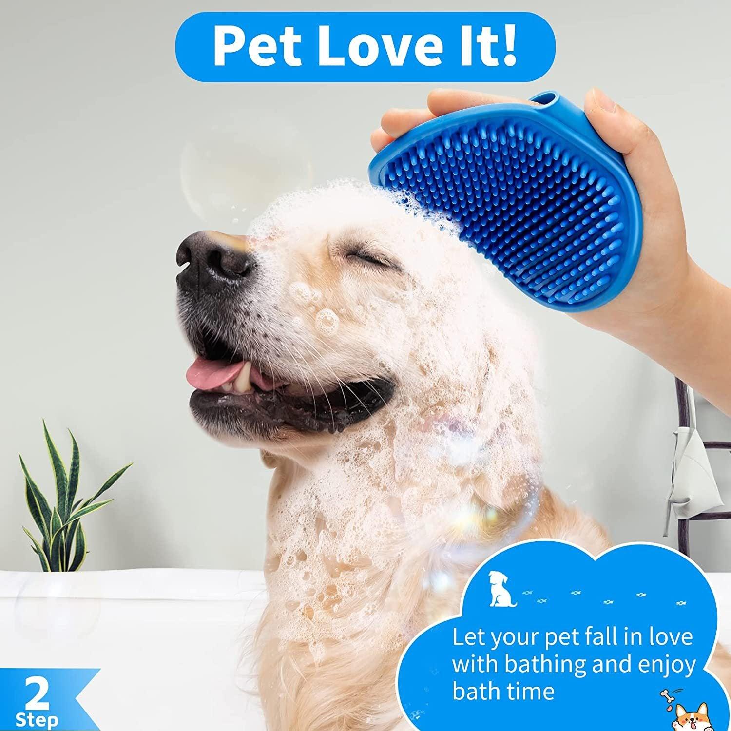 3-piece Set Dog Bath Brush Shampoo Brush Massage Brush With Adjustable - Wizcoffer