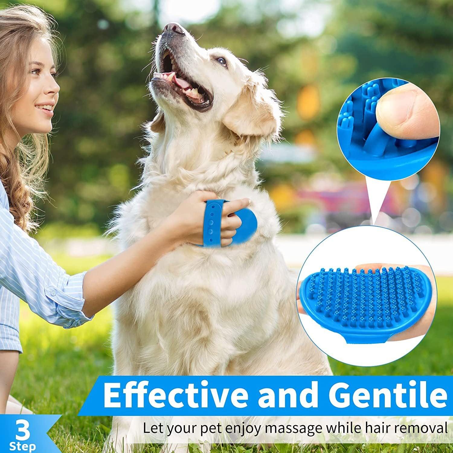 3-piece Set Dog Bath Brush Shampoo Brush Massage Brush With Adjustable - Wizcoffer