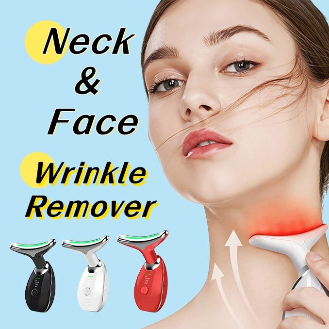 Neck Face Beauty Device Colorful LED Photon Therapy Skin Tighten Reduce Double Chin Anti Wrinkle Remove Lifting Massager - Wizcoffer