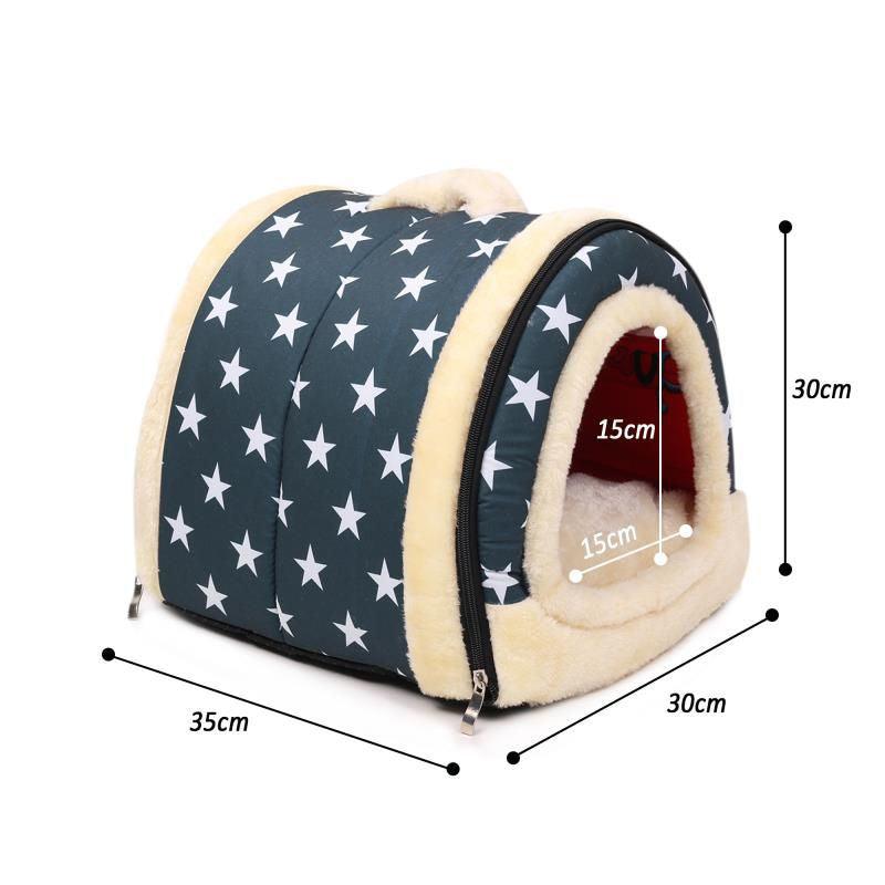 Pet Teddy Dog Cat Tent Foldable Four Seasons Universal Washable - Wizcoffer