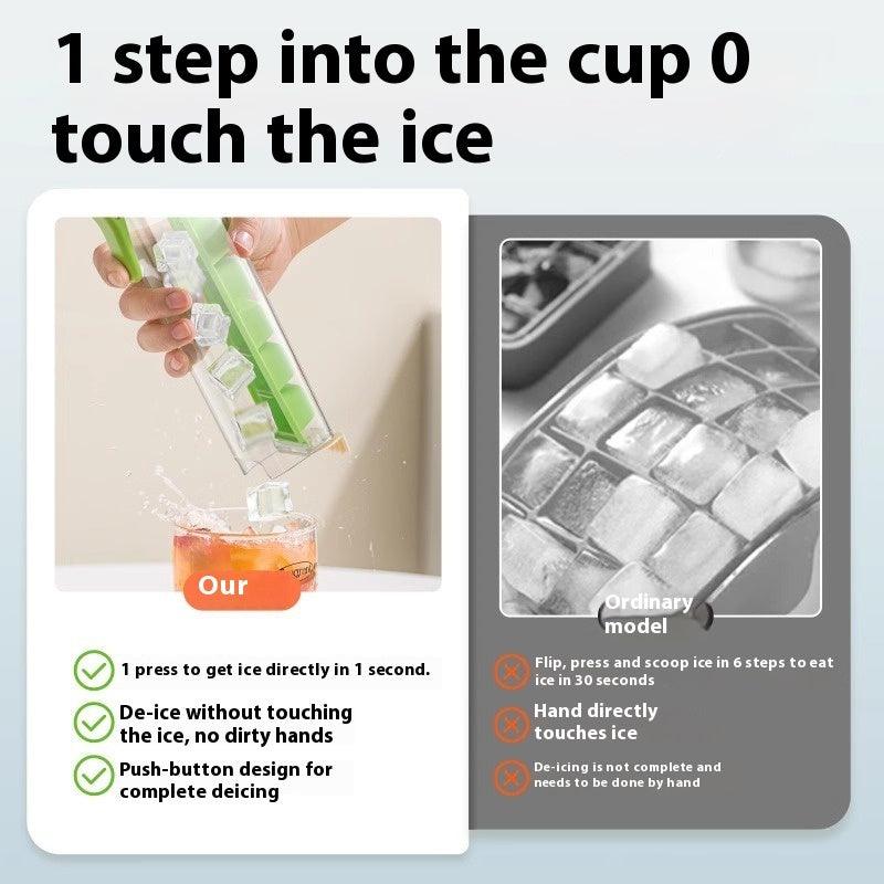 Ice Cube Mold Household Ice Maker Food Grade Press Ice Tray Ice Cube Maker Ice Tray Mold With Storage Box Kitchen Gadget - Wizcoffer