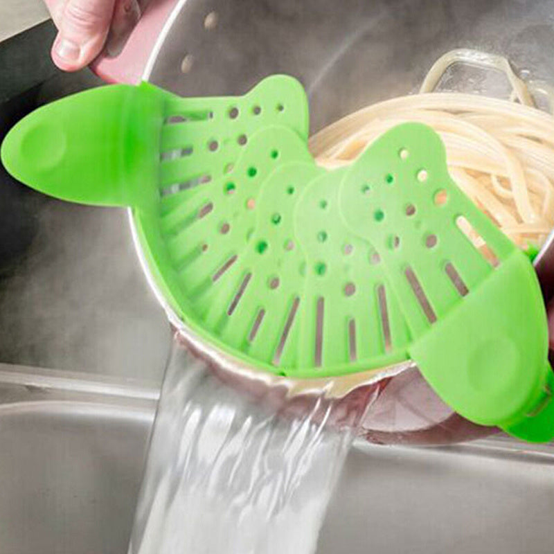 Universal Silicone Clip-on Pan Pot Strainer Anti-spill Pasta Pot Strainer Food Grade Rice Fruit Colander Strainer Kitchen Gadgets - Wizcoffer