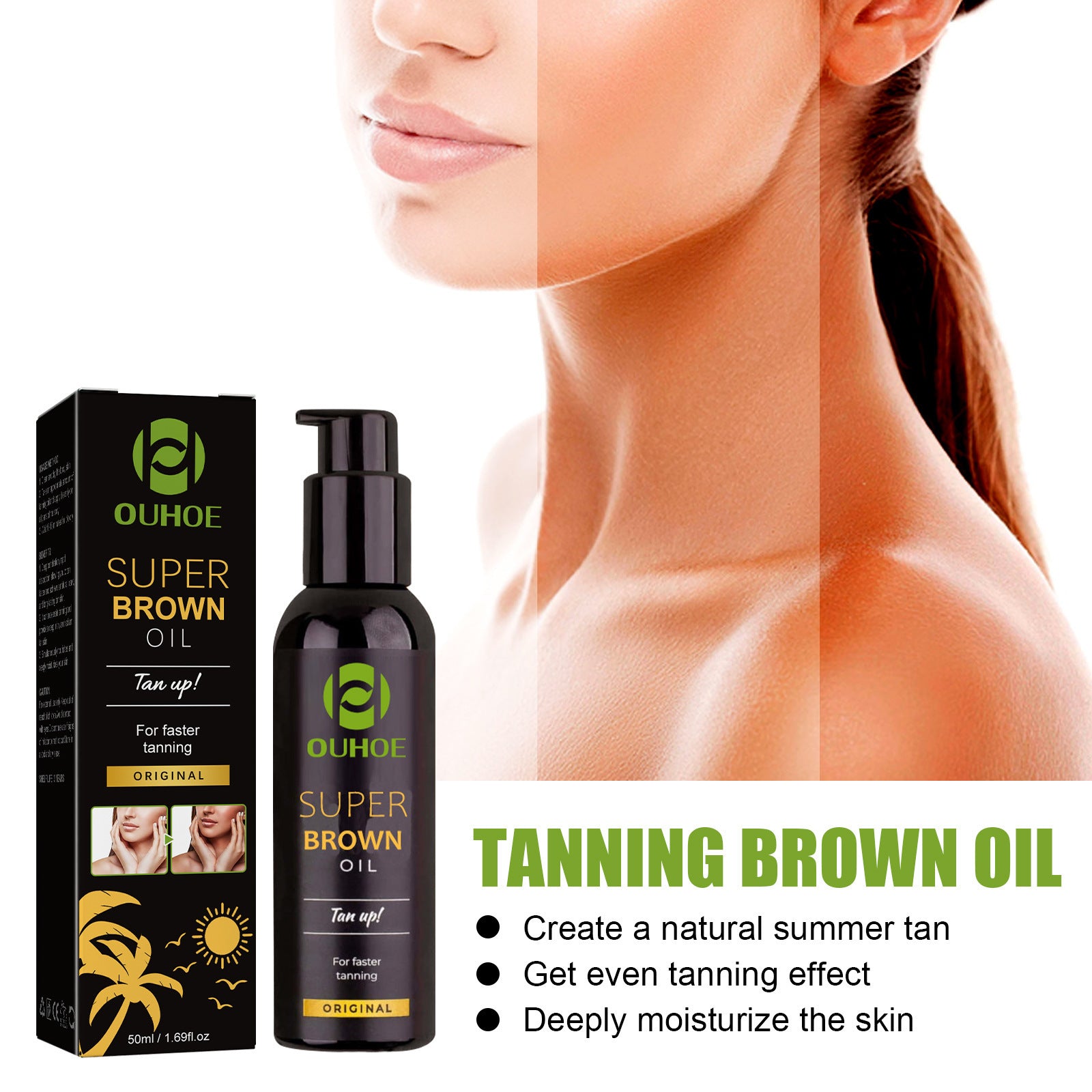 Summer Seaside Sun-aid Dark Brown Bronze Body Self-tanning Oil Moisturizing Skin Moisturizing - Wizcoffer