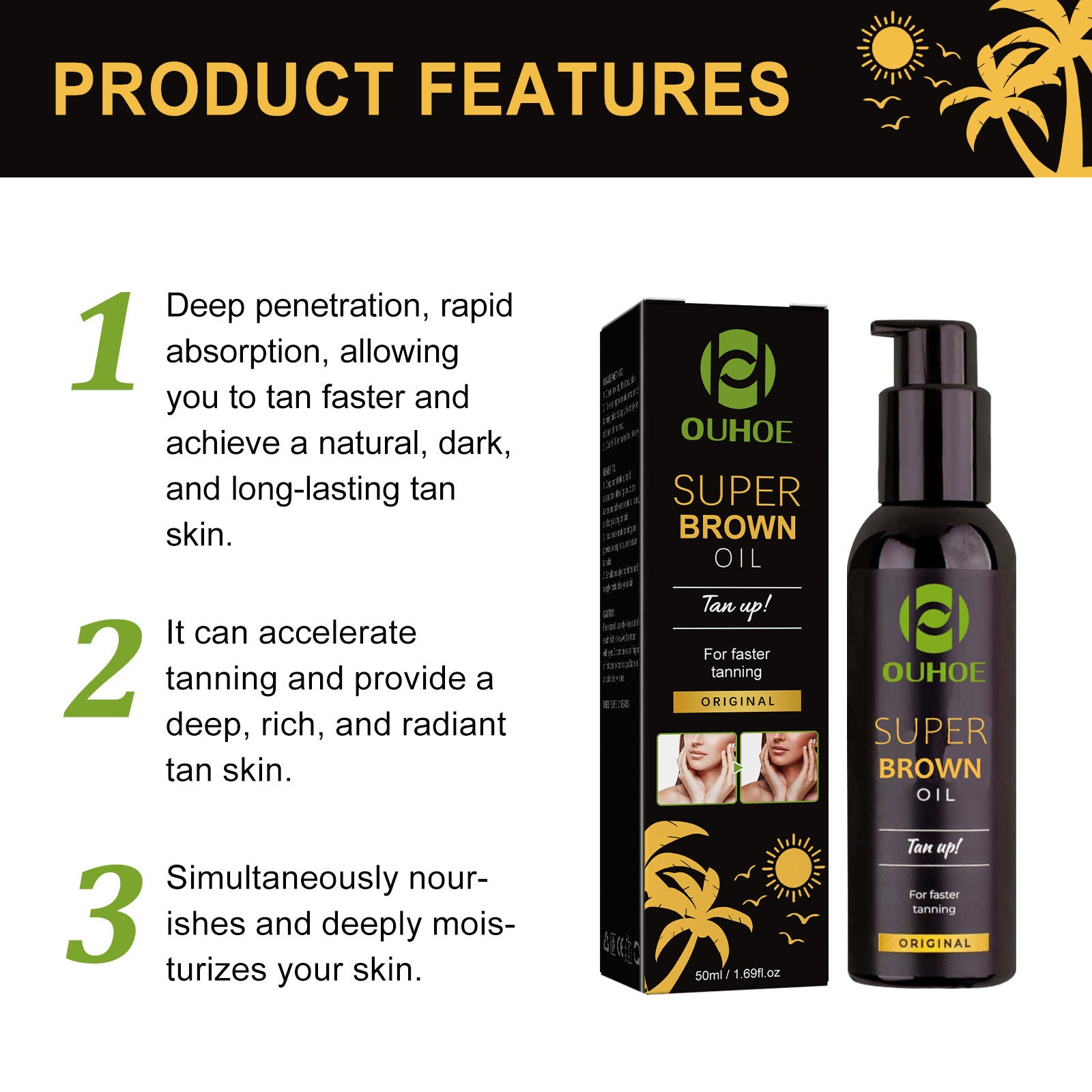 Summer Seaside Sun-aid Dark Brown Bronze Body Self-tanning Oil Moisturizing Skin Moisturizing - Wizcoffer