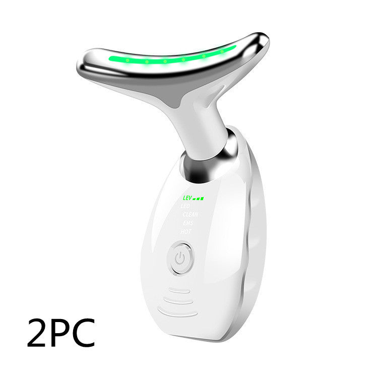 Neck Face Beauty Device Colorful LED Photon Therapy Skin Tighten Reduce Double Chin Anti Wrinkle Remove Lifting Massager - Wizcoffer