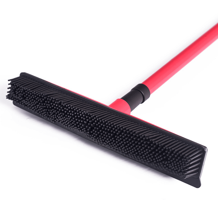 Pet hair removal broom long handle scrub brush retractable floor brush cleaning broom rubber brush cleaning cat dog hair - Wizcoffer