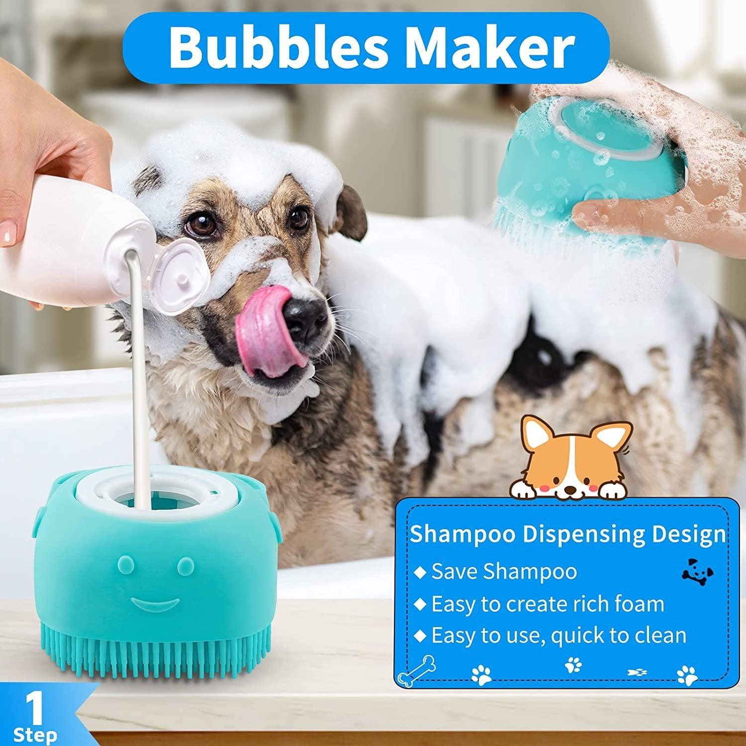 3-piece Set Dog Bath Brush Shampoo Brush Massage Brush With Adjustable - Wizcoffer