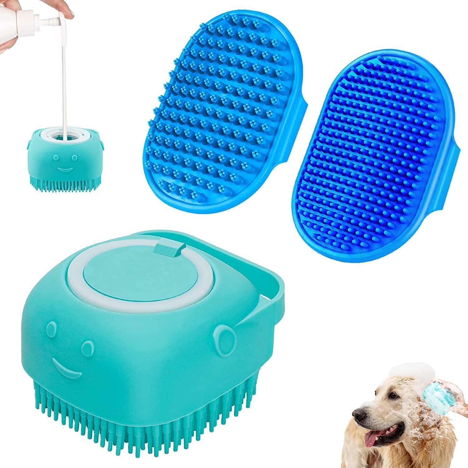 3-piece Set Dog Bath Brush Shampoo Brush Massage Brush With Adjustable - Wizcoffer